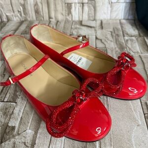 MACH & MACH Red Patent Flats with Bow